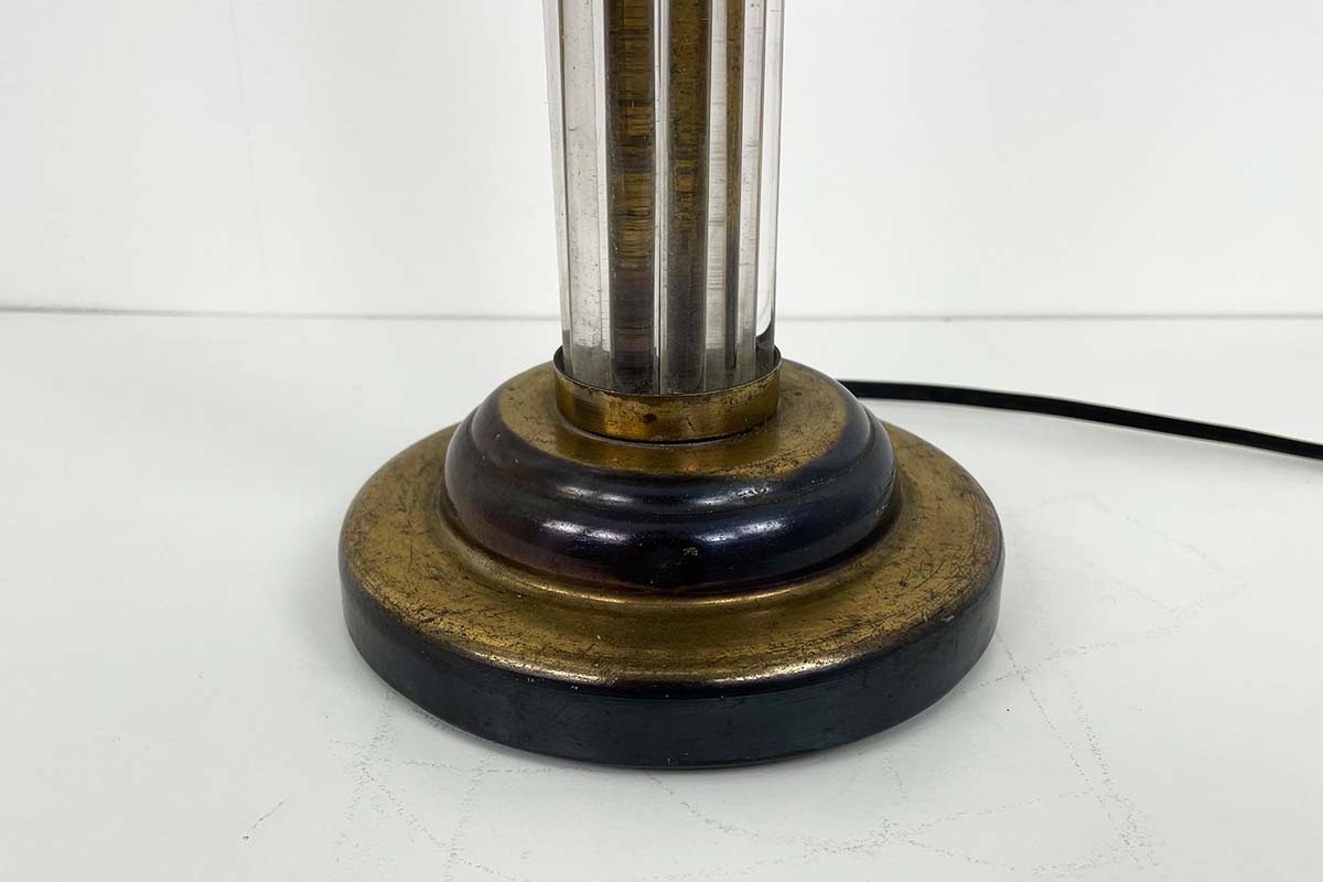 Art Deco table lamp in brass with glass rods