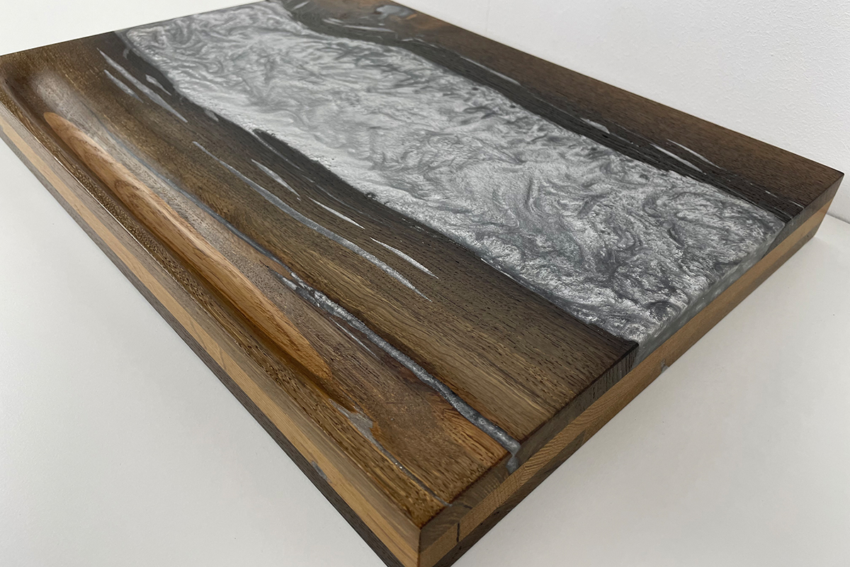 Bog oak and silver epoxy Cutting board 