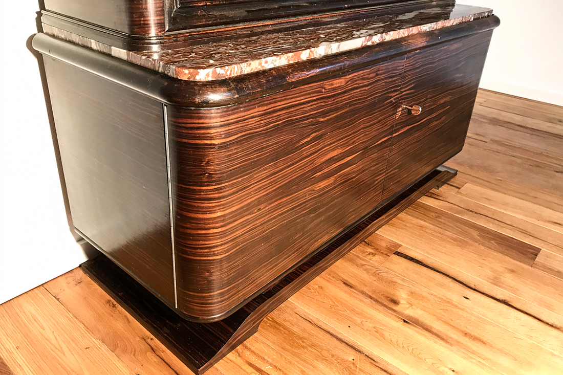 Art Deco display case / library made of Macassar with marble top, approx. 1925 Paris
