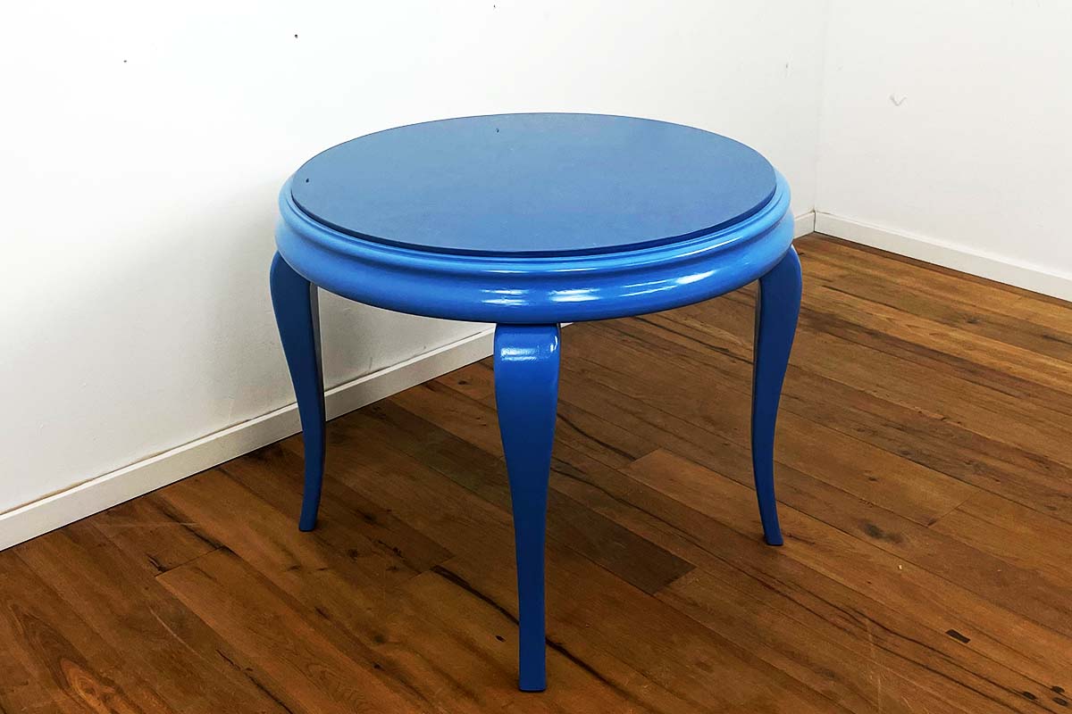 Coffee table mid century 50s - 70s in blue with marble top