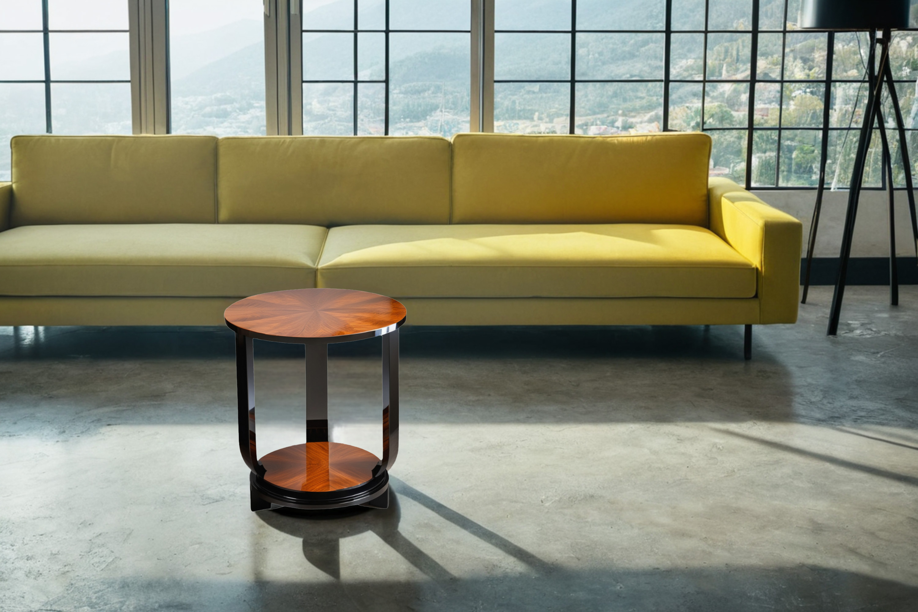 Art Deco side table with macassar veneer and black lacquer