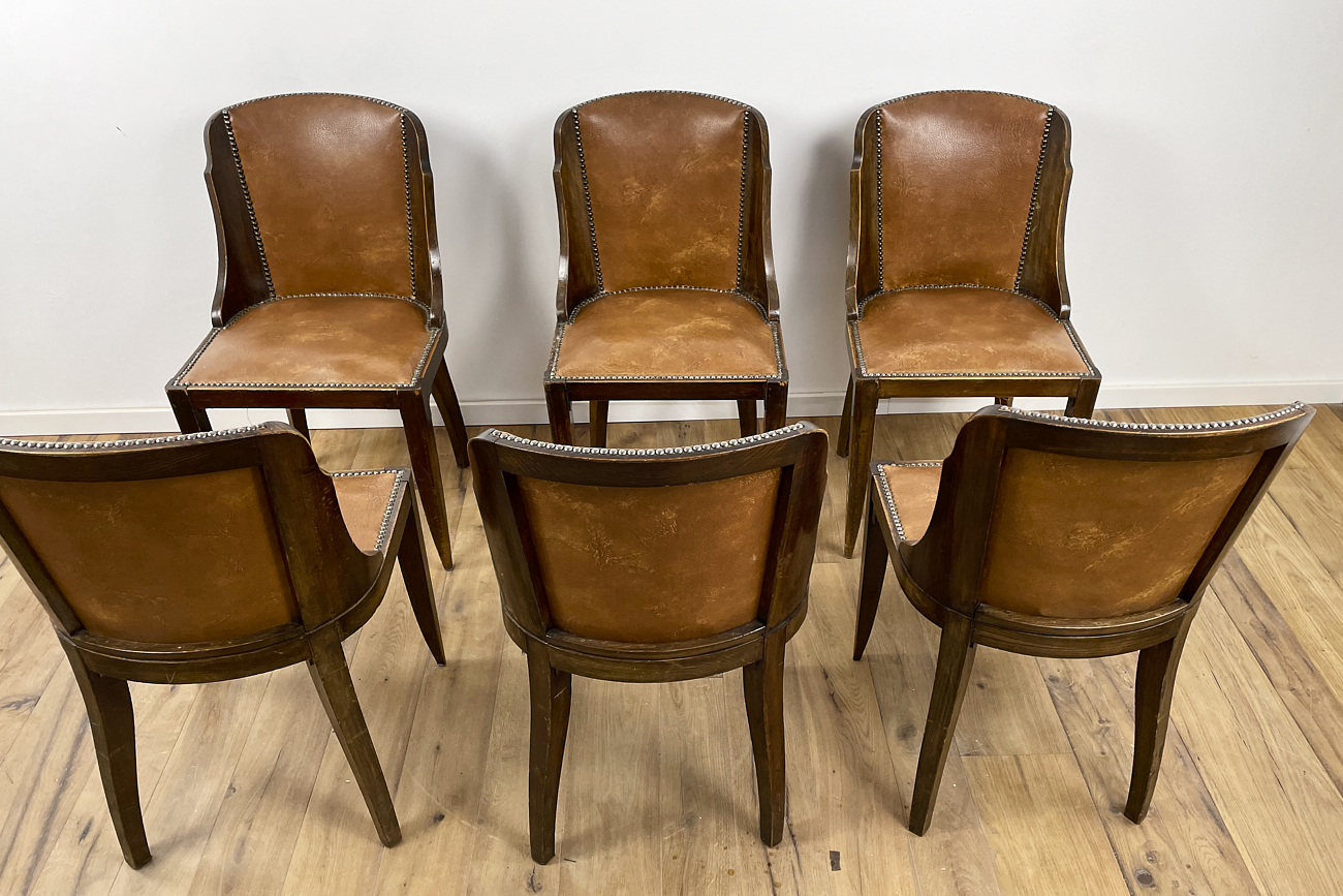 6 gondola chairs Art Deco around 1930 from France
