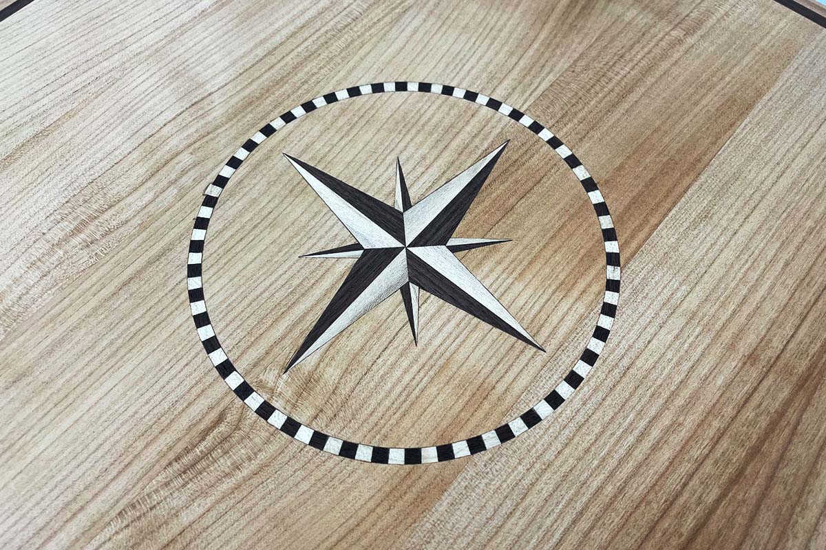 Art Deco style side table inspired by Ruhlmann, with marquetry work