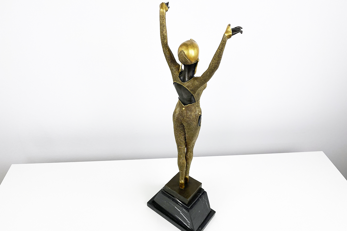 Golden Bronze Sculpture, Dancer "Dourga" by D.H. Chiparus
