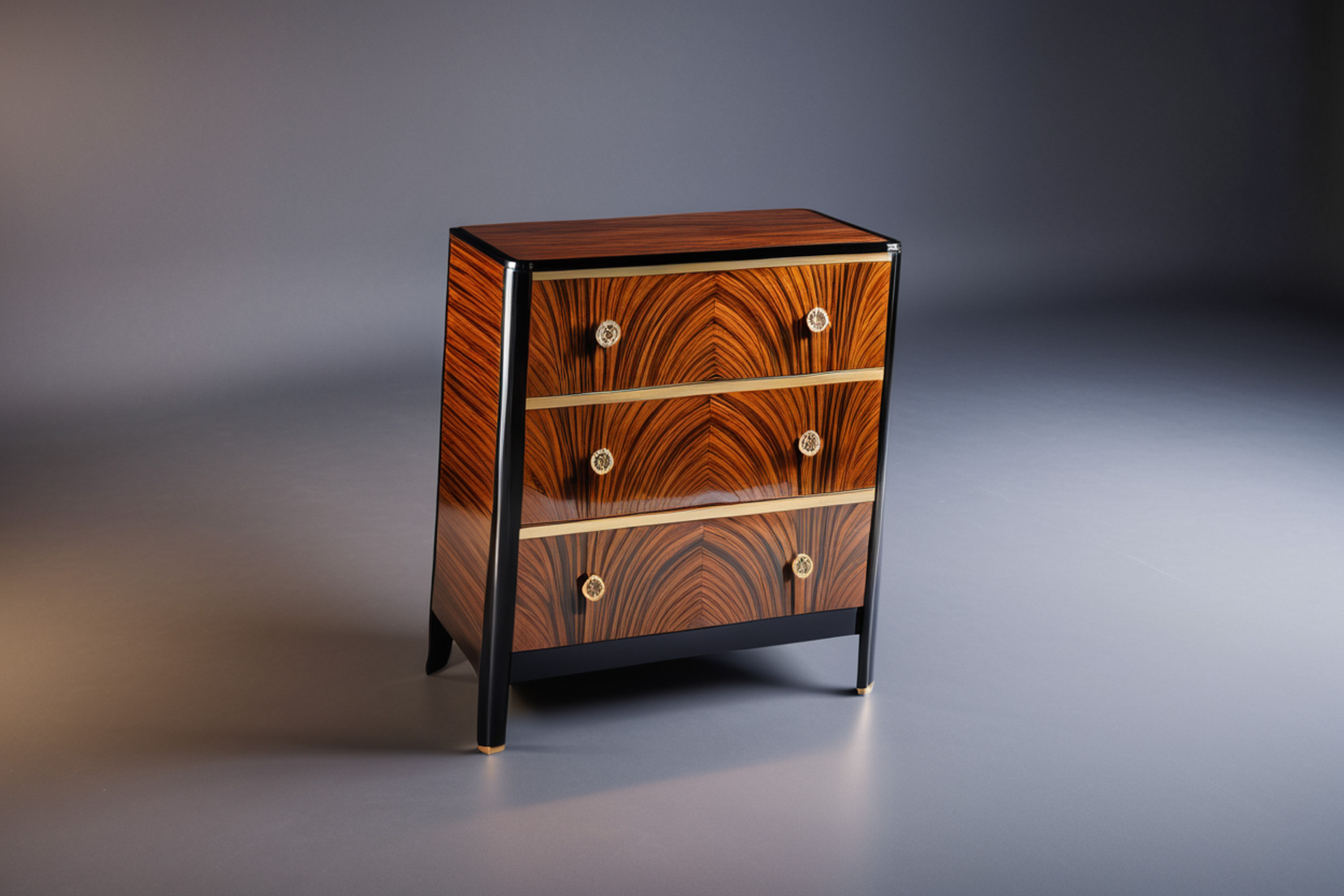 Art Deco chest of drawers with beautiful Macassar veneer