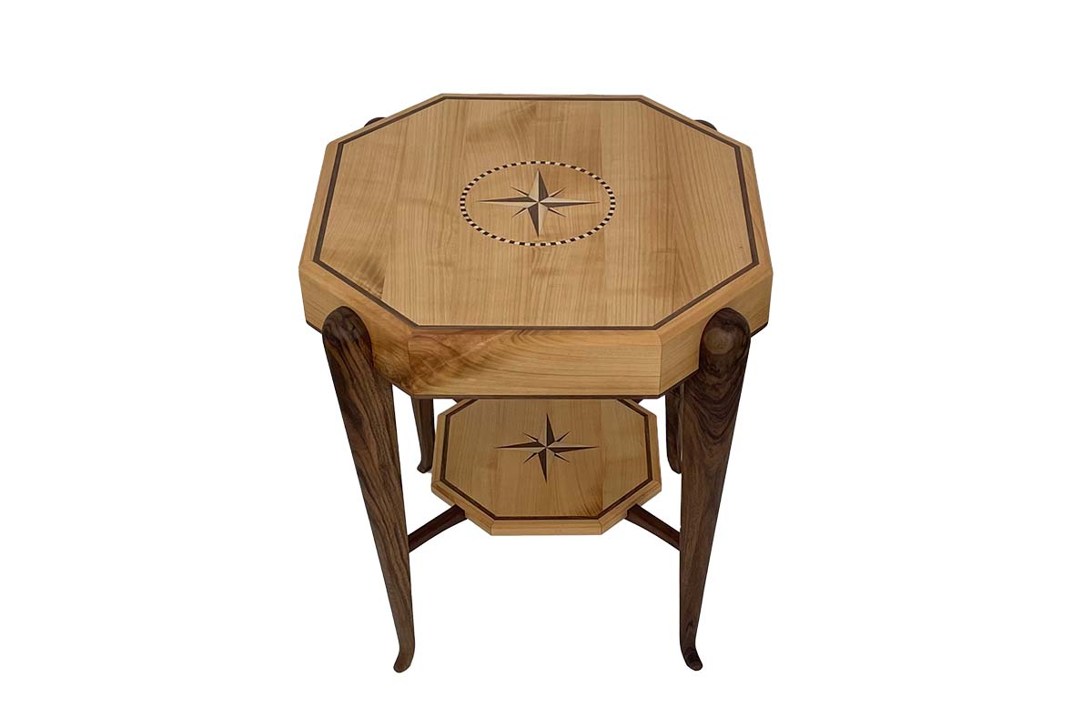 Art Deco style side table inspired by Ruhlmann, with marquetry work