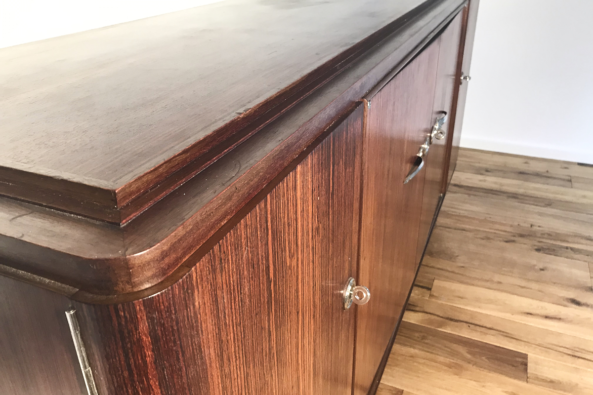 Art Deco rosewood sideboard from France around 1925 with a great foot