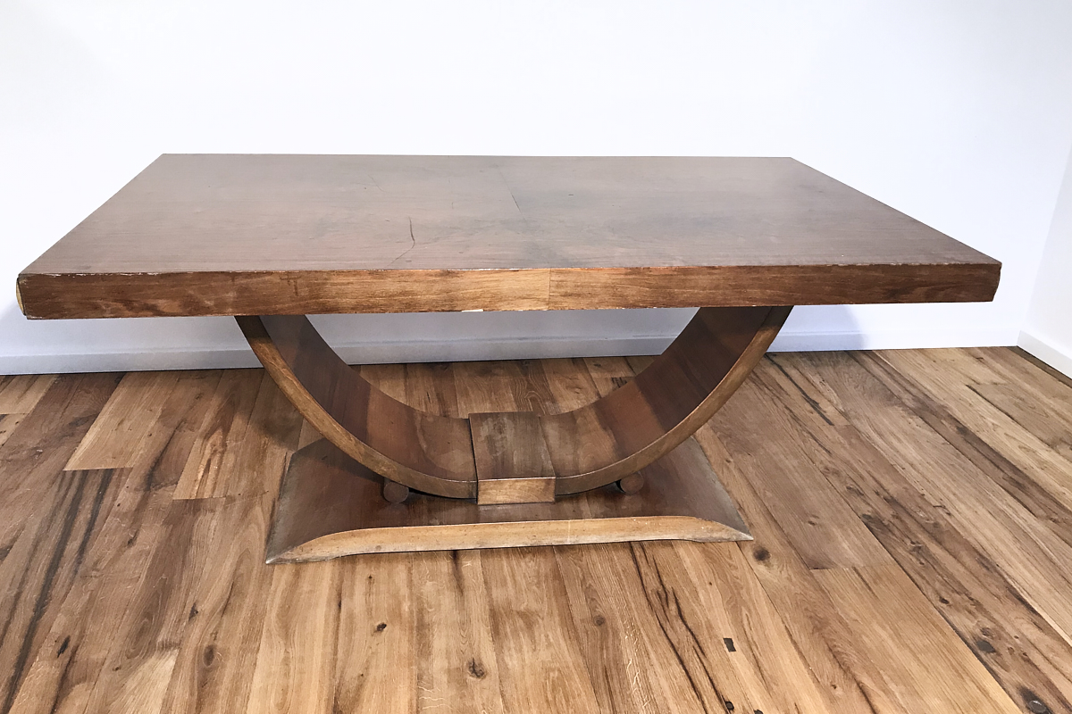 Art Deco gondola table with walnut from France