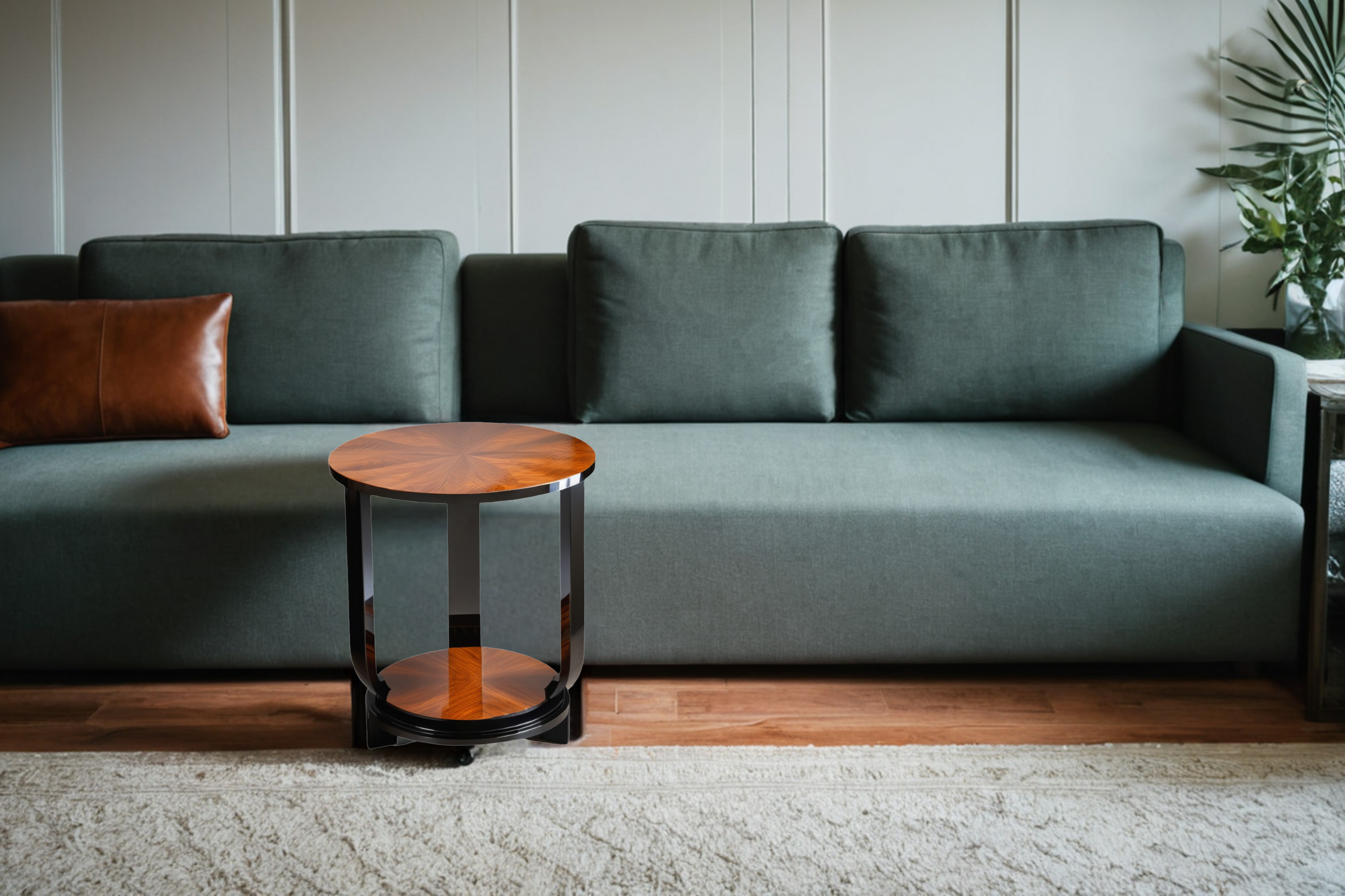 Art Deco side table with macassar veneer and black lacquer