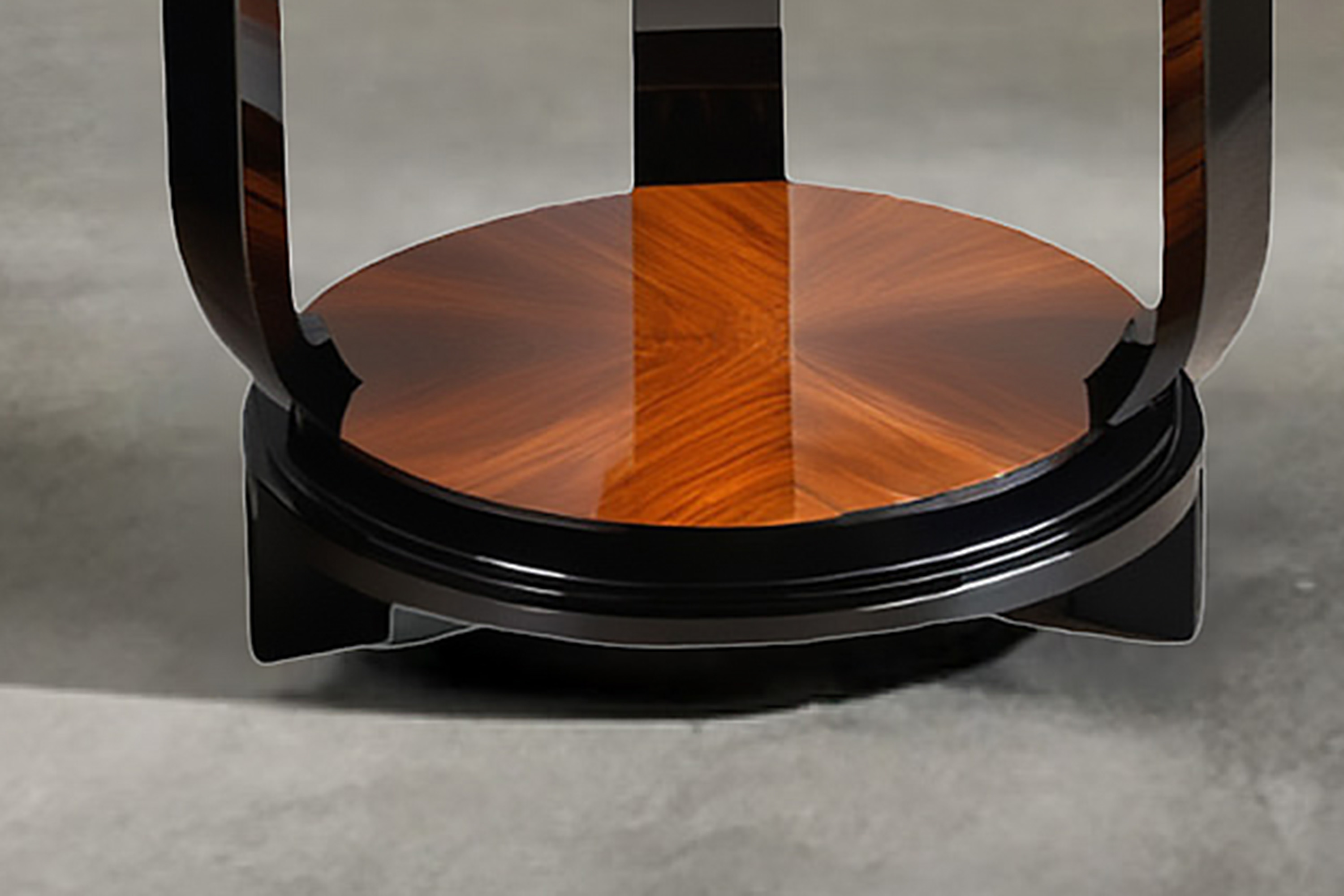 Art Deco side table with macassar veneer and black lacquer