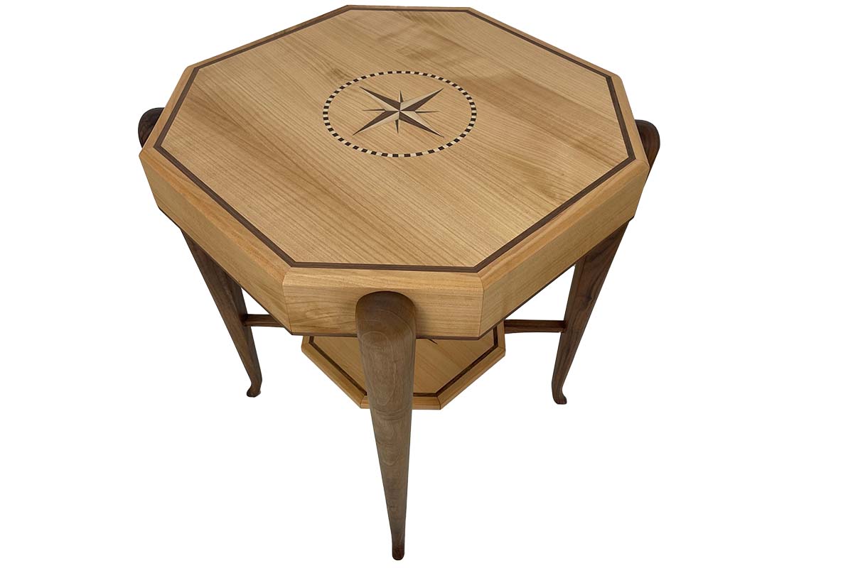 Art Deco style side table inspired by Ruhlmann, with marquetry work
