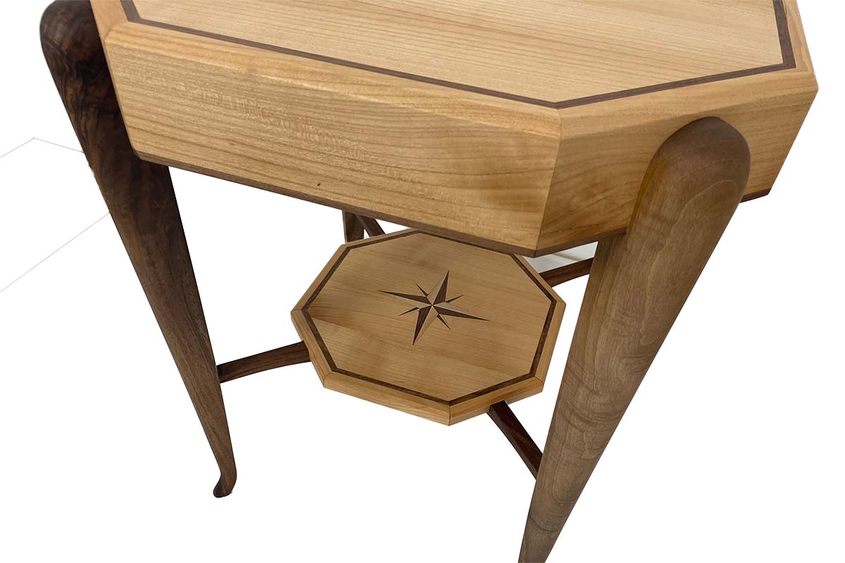 Art Deco style side table inspired by Ruhlmann, with marquetry work