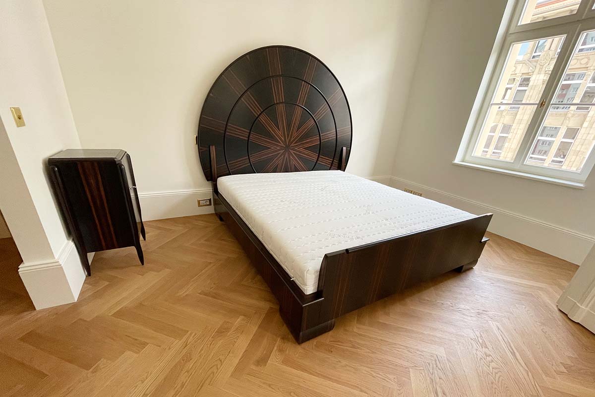 Art Deco bed "Lit Soleil" Inspired by Ruhlmann Émile-jacques