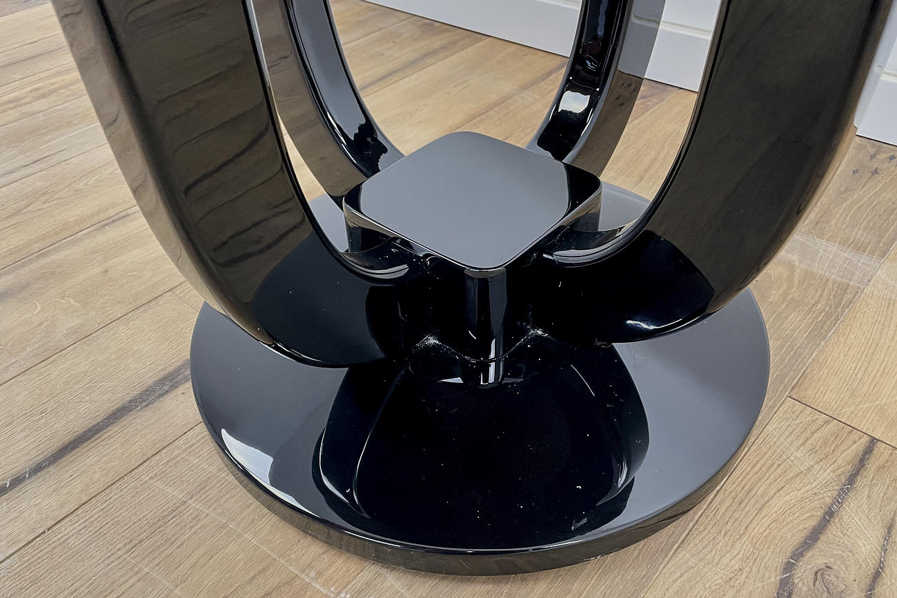Art Deco side table with curved legs and stunning ash veneer