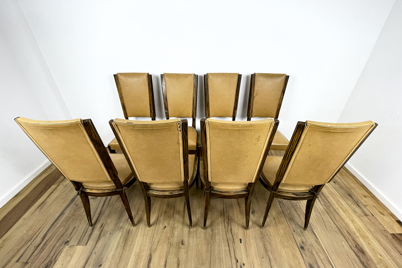Art Deco chairs 8 pieces made of beech painted in Macassar