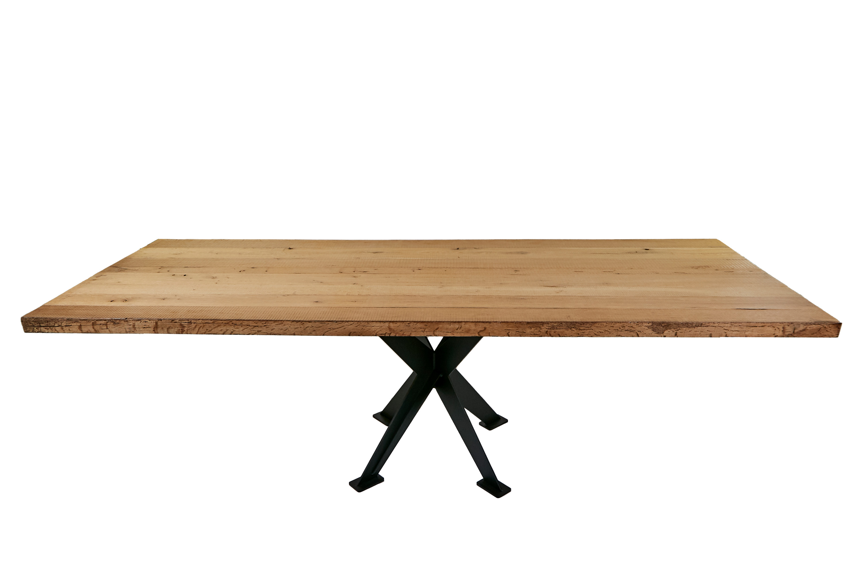 Beautiful rough table top made of reclaimed oak wood