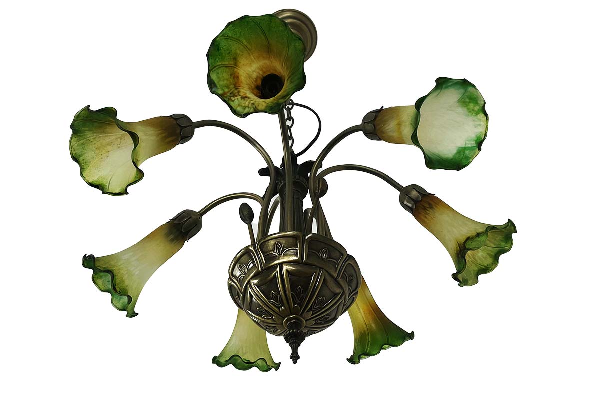 Art Nouveau lamp with stylized angel's trumpets (flowers)