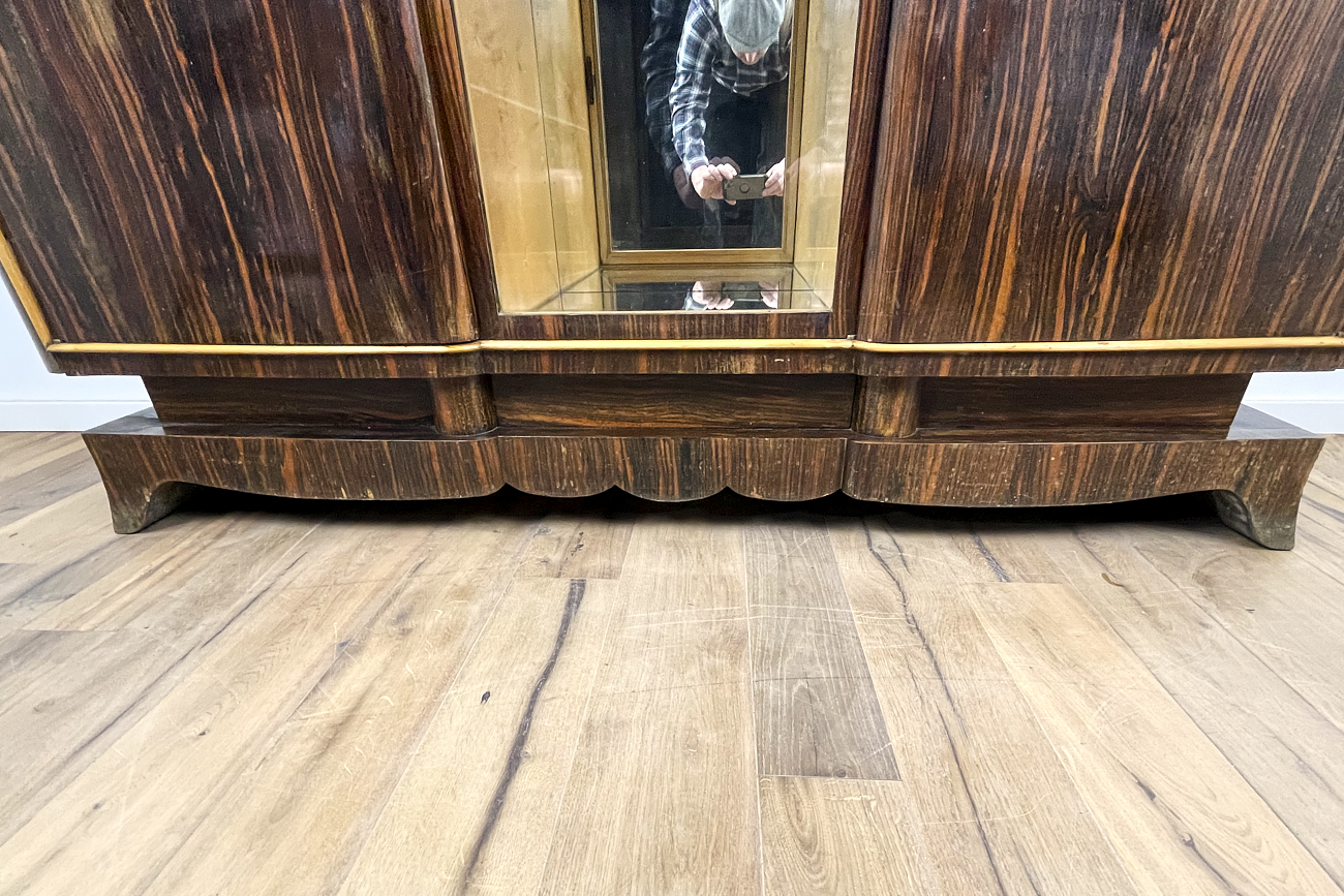 Art Deco sideboard in Macassar with mirrored display shelf