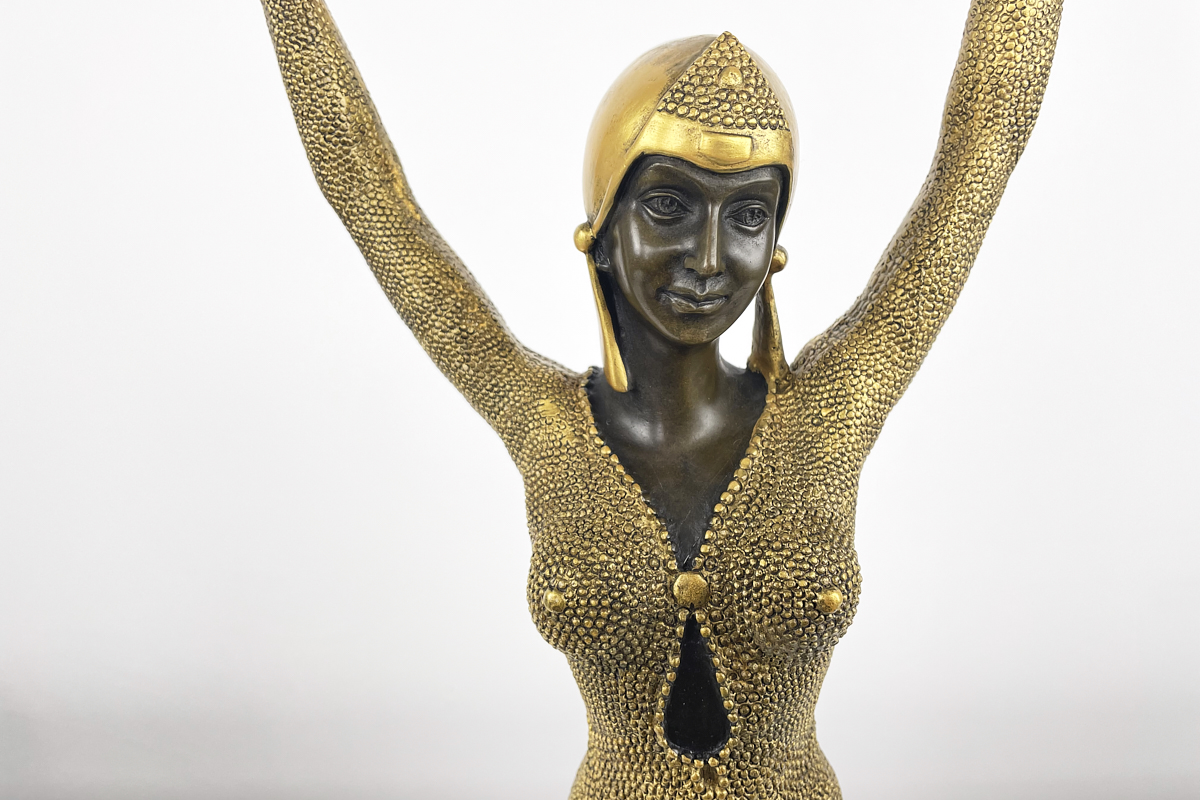 Golden Bronze Sculpture, Dancer "Dourga" by D.H. Chiparus