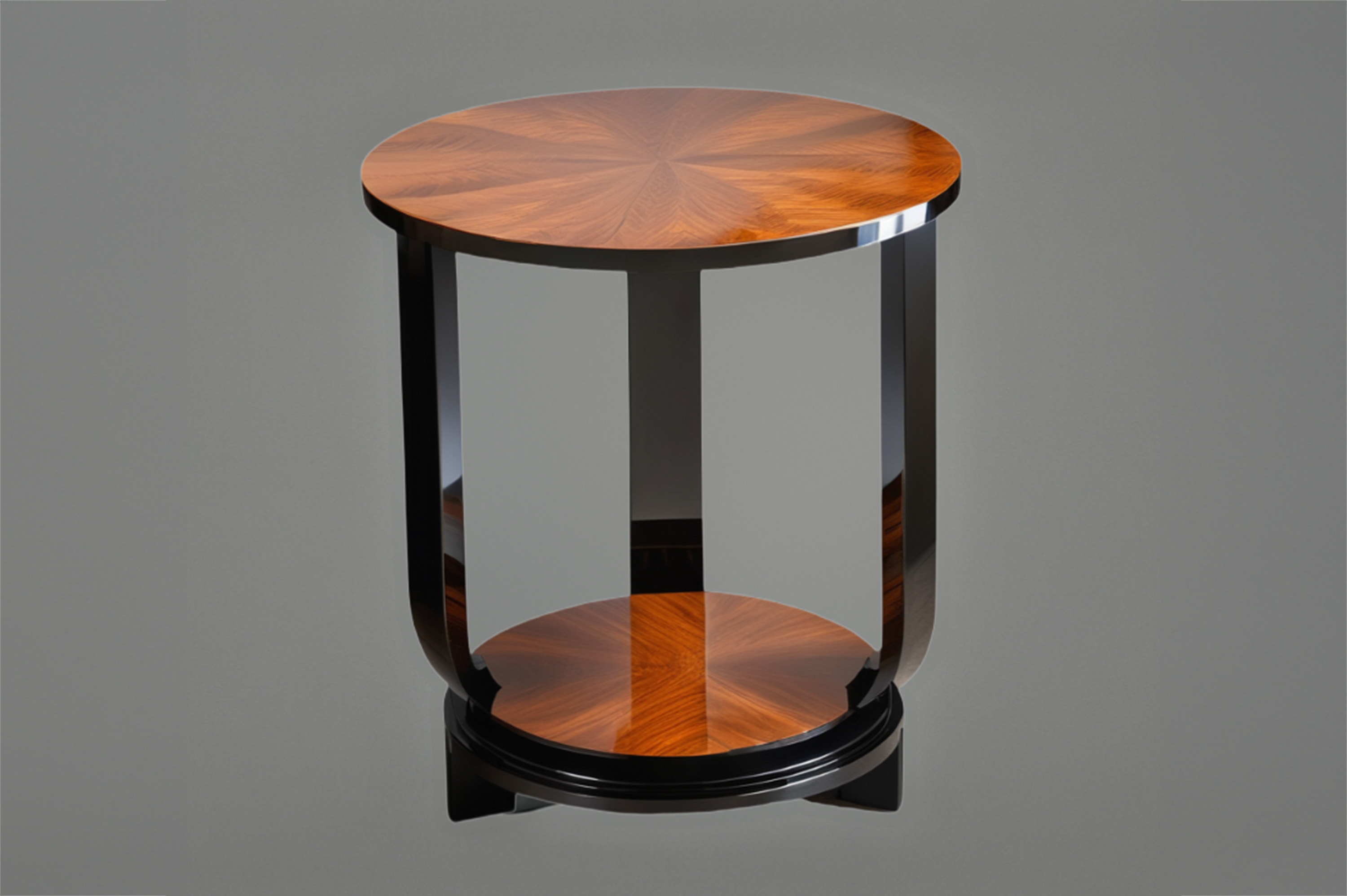Art Deco side table with macassar veneer and black lacquer