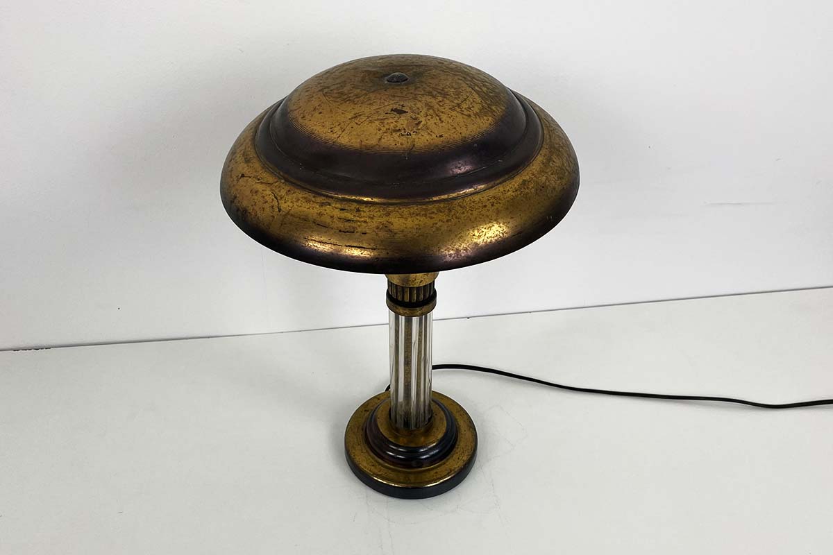 Art Deco table lamp in brass with glass rods
