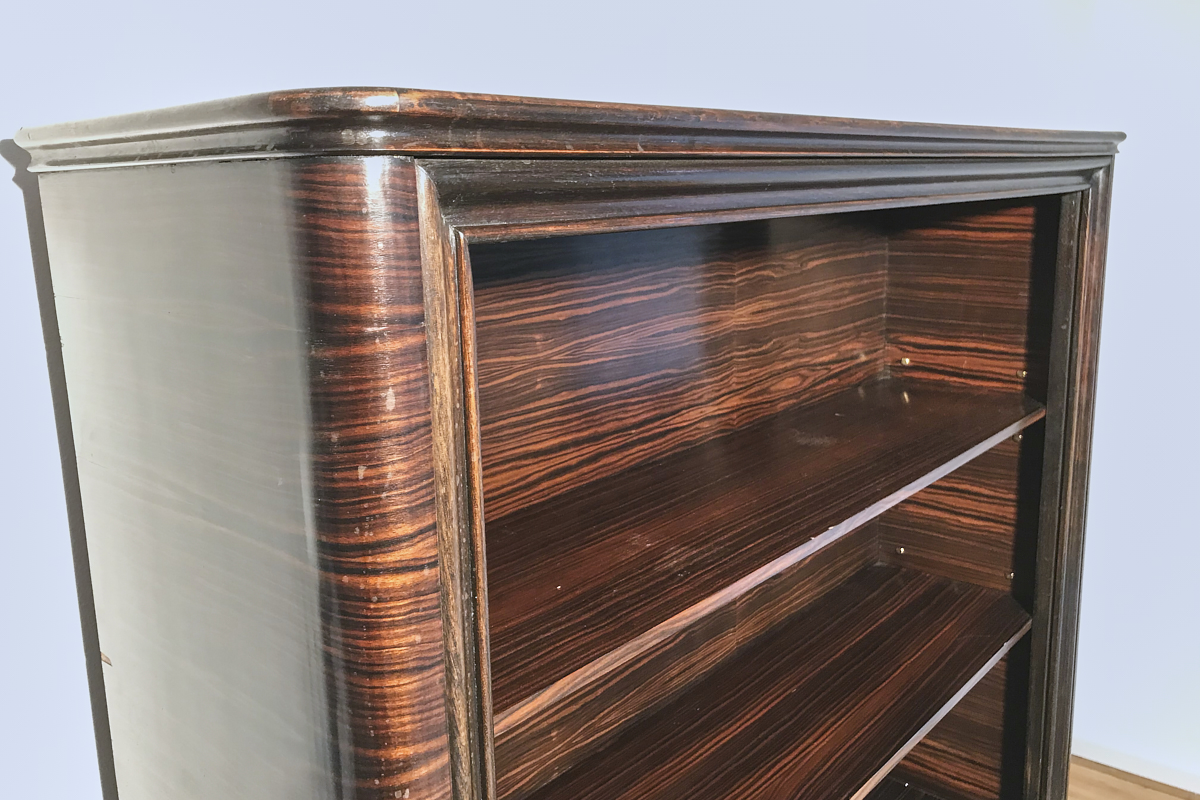 Art Deco display case / library made of Macassar with marble top, approx. 1925 Paris