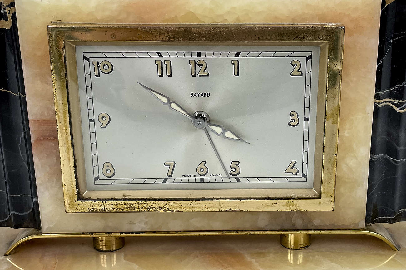 Art Deco clock in marble from Paris "Bayard - Henri Rupp"