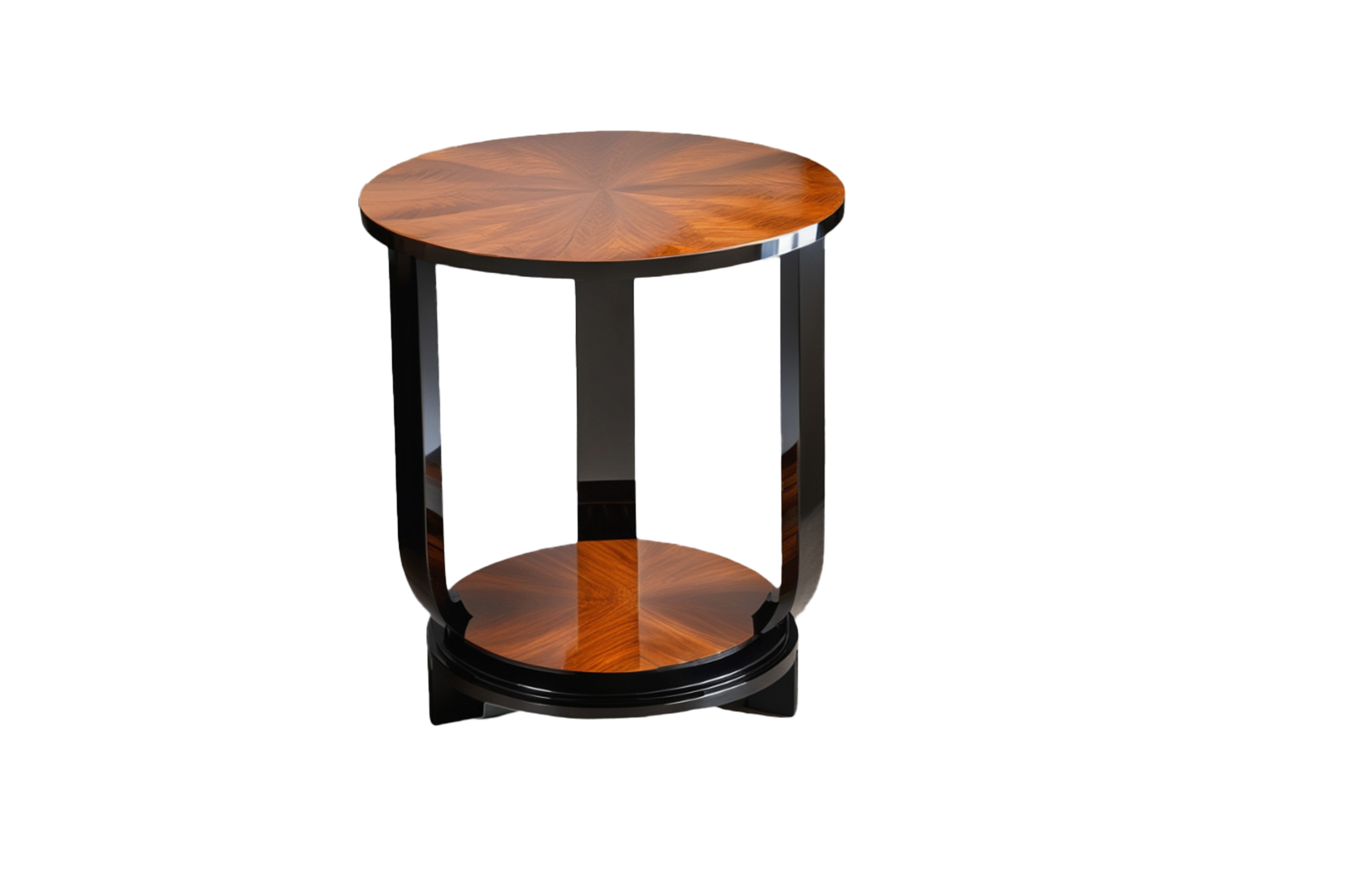 Art Deco side table with macassar veneer and black lacquer