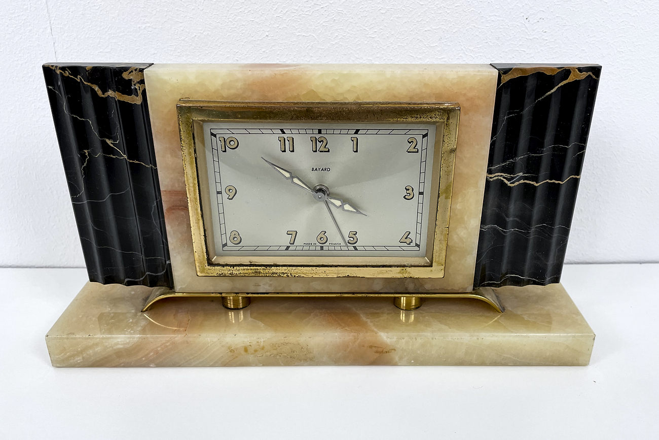 Art Deco clock in marble from Paris "Bayard - Henri Rupp"