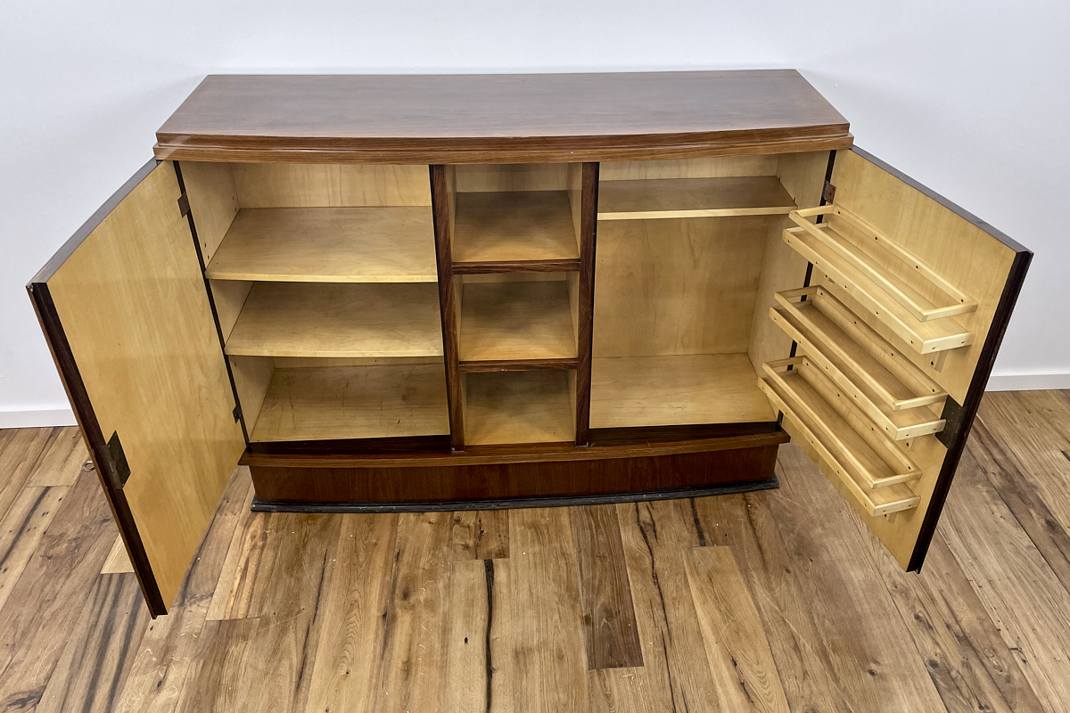Art Deco chest of drawers / bar in rosewood from France around 1935 with an open compartment