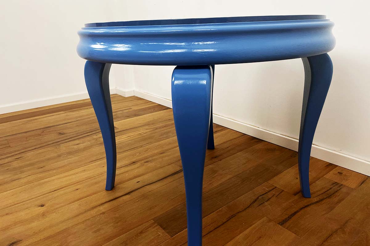 Coffee table mid century 50s - 70s in blue with marble top