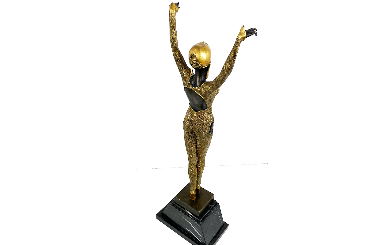 Golden Bronze Sculpture, Dancer "Dourga" by D.H. Chiparus