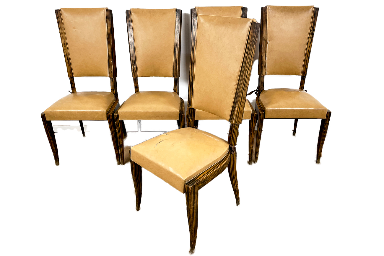 Art Deco chairs 8 pieces made of beech painted in Macassar