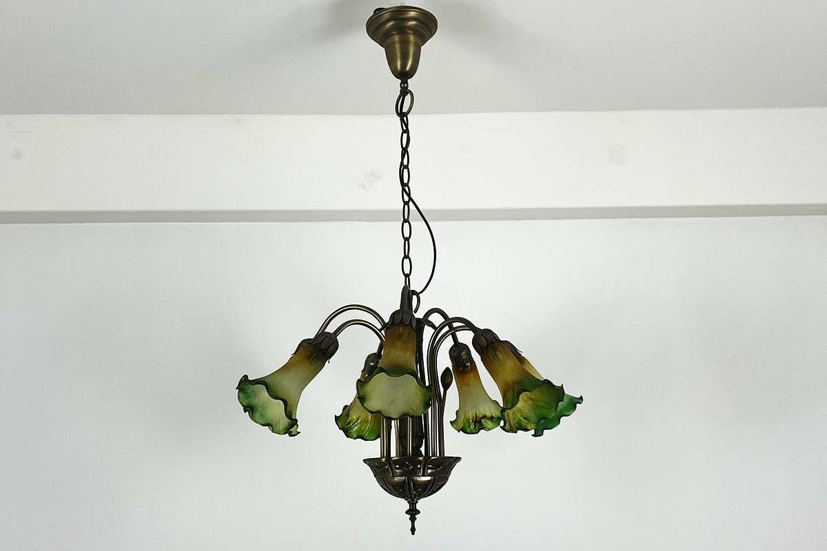 Art Nouveau lamp with stylized angel's trumpets (flowers)