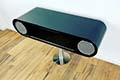 Englisch  70s hi-fi furniture in black piano lacquer and polished stainless steel