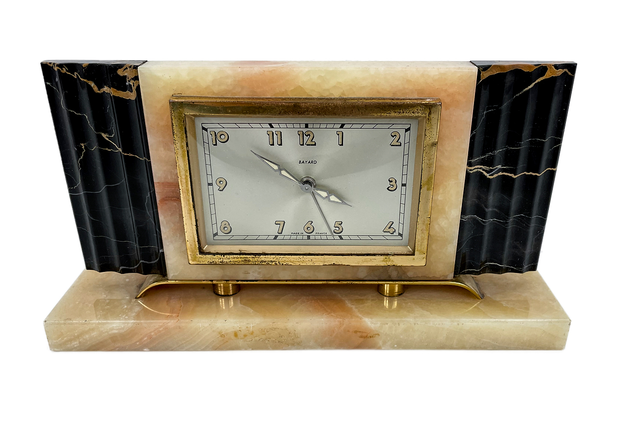 Art Deco clock in marble from Paris "Bayard - Henri Rupp"