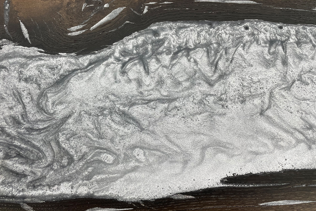 Bog oak and silver epoxy Cutting board 