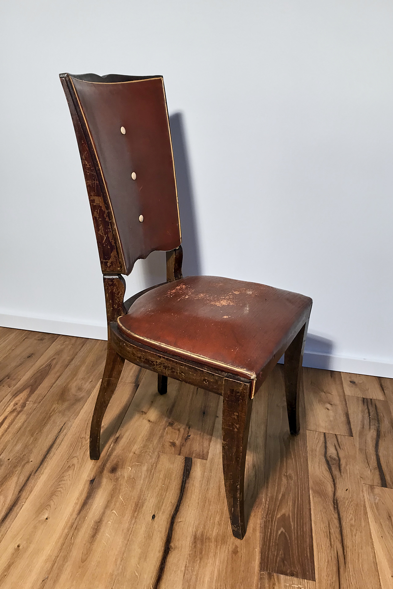 Art Deco chairs with red leather from France around 1930
