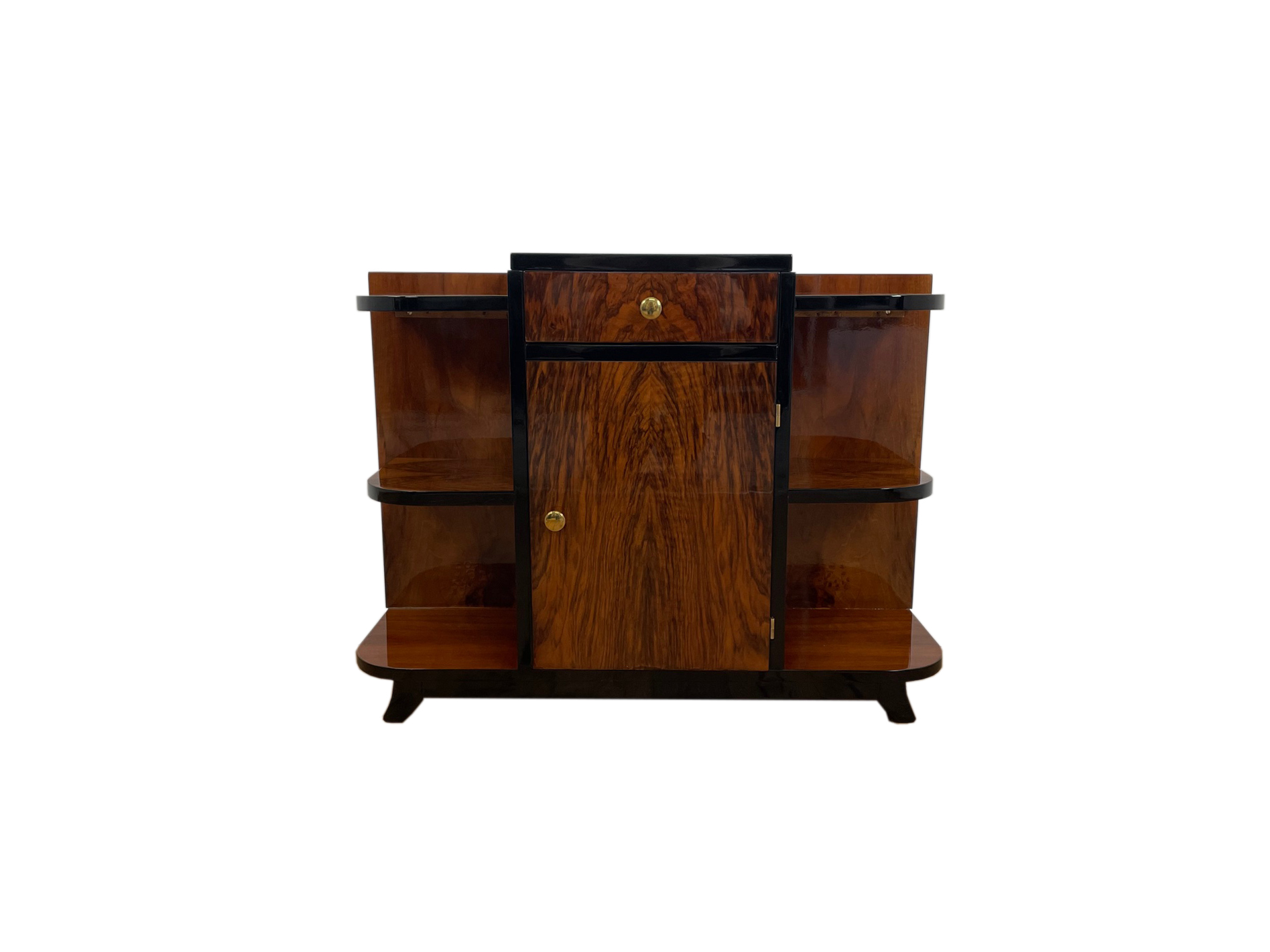 Art Deco bar with Caucasian walnut and black piano lacquer from Germany around 1930