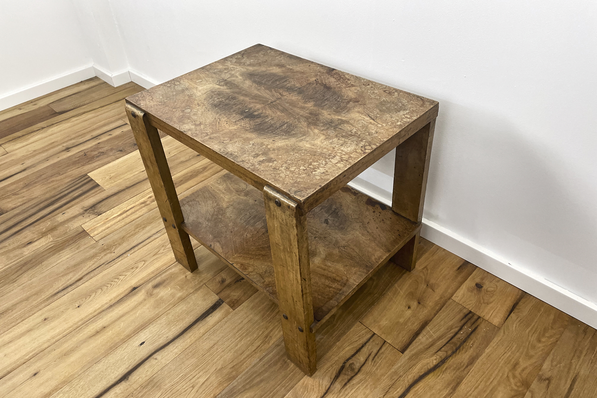 Art Deco side table with expressive walnut veneer from near Paris around 1930