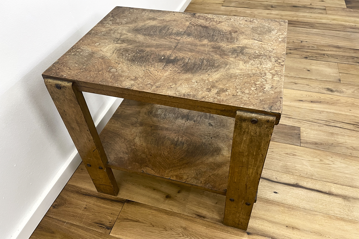 Art Deco side table with expressive walnut veneer from near Paris around 1930