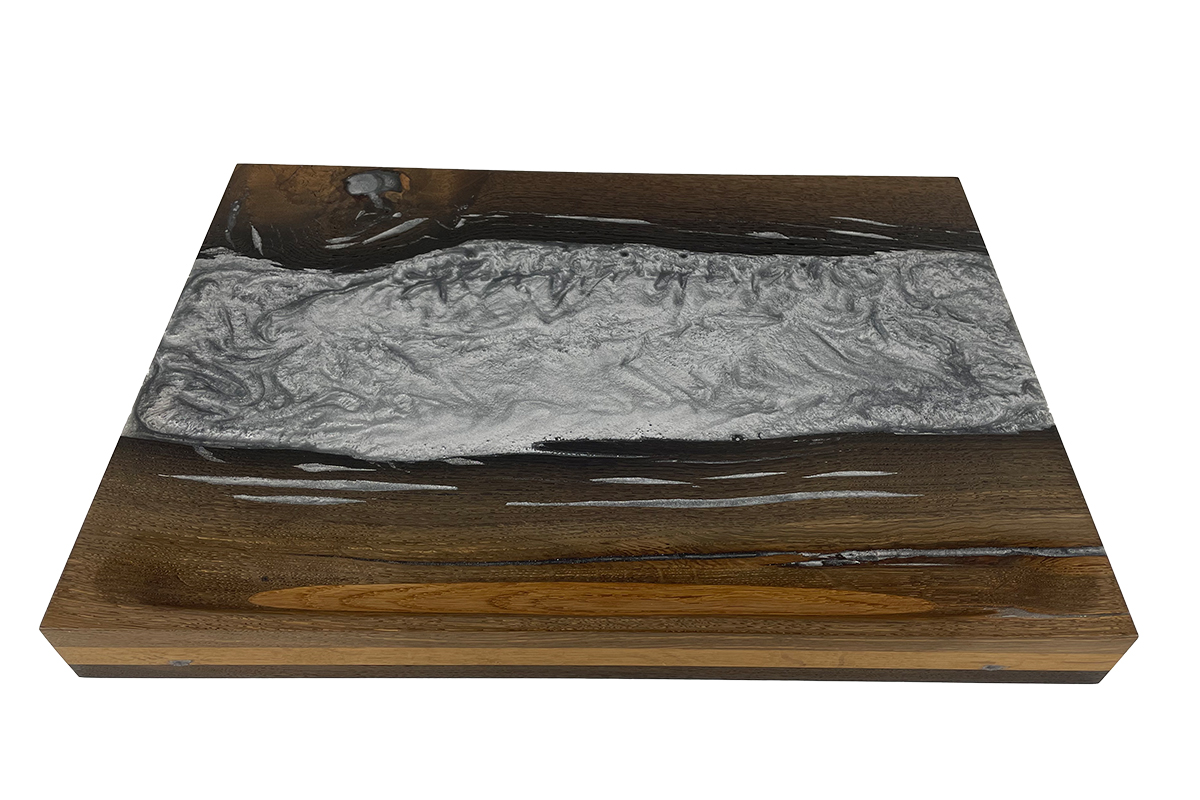 Bog oak and silver epoxy Cutting board 
