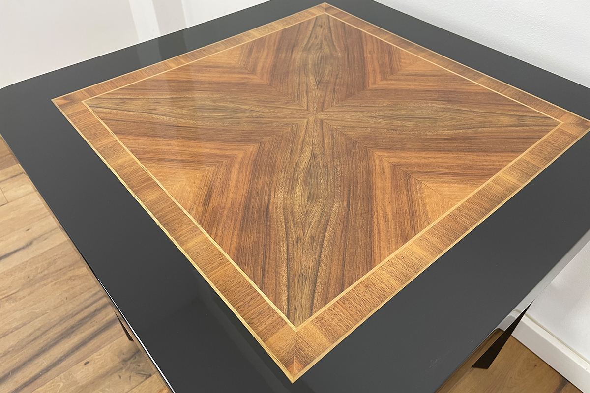 Art Deco Sidetable with Walnut and Black Piano Lacquer