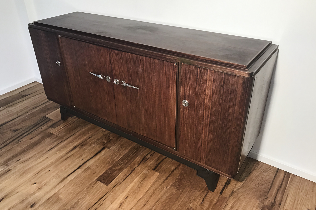 Art Deco rosewood sideboard from France around 1925 with a great foot