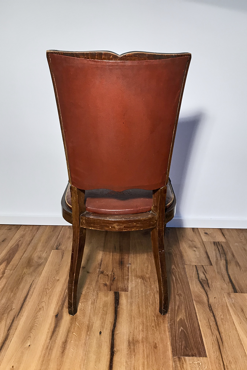 Art Deco chairs with red leather from France around 1930
