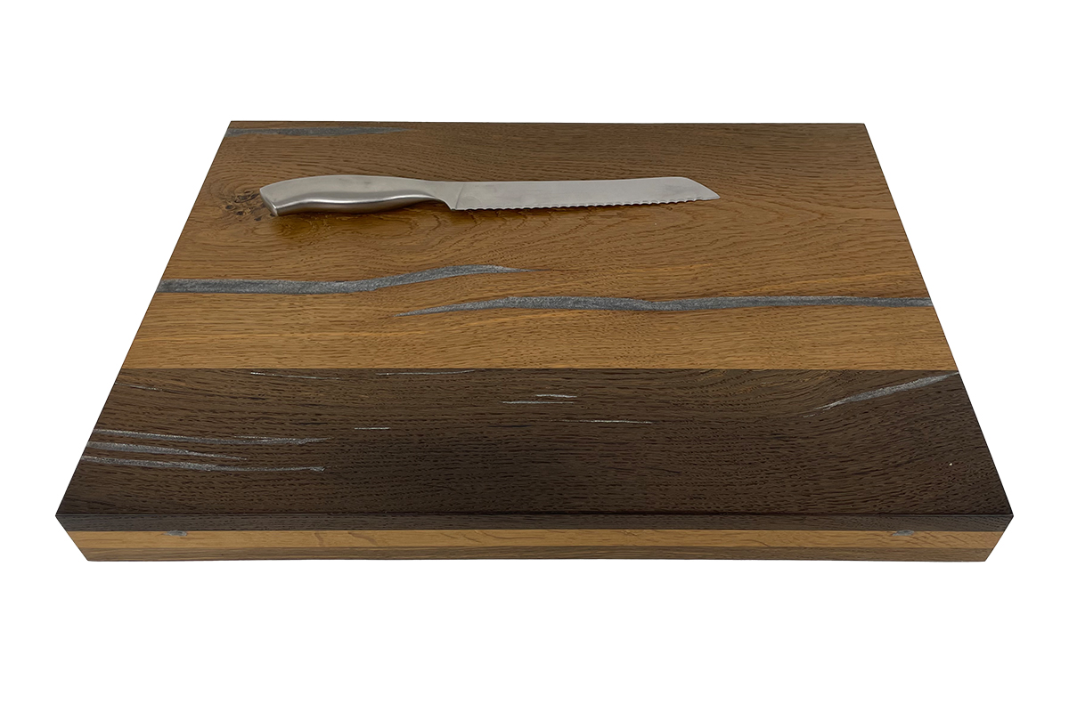 Bog oak and silver epoxy Cutting board 