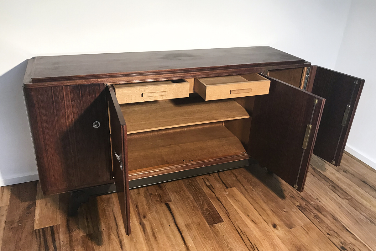 Art Deco rosewood sideboard from France around 1925 with a great foot