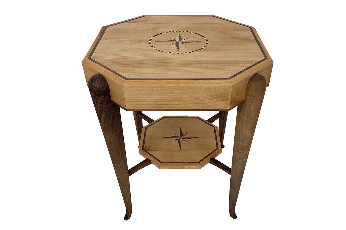 Art Deco style side table inspired by Ruhlmann, with marquetry work