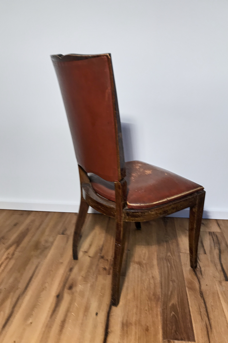 Art Deco chairs with red leather from France around 1930