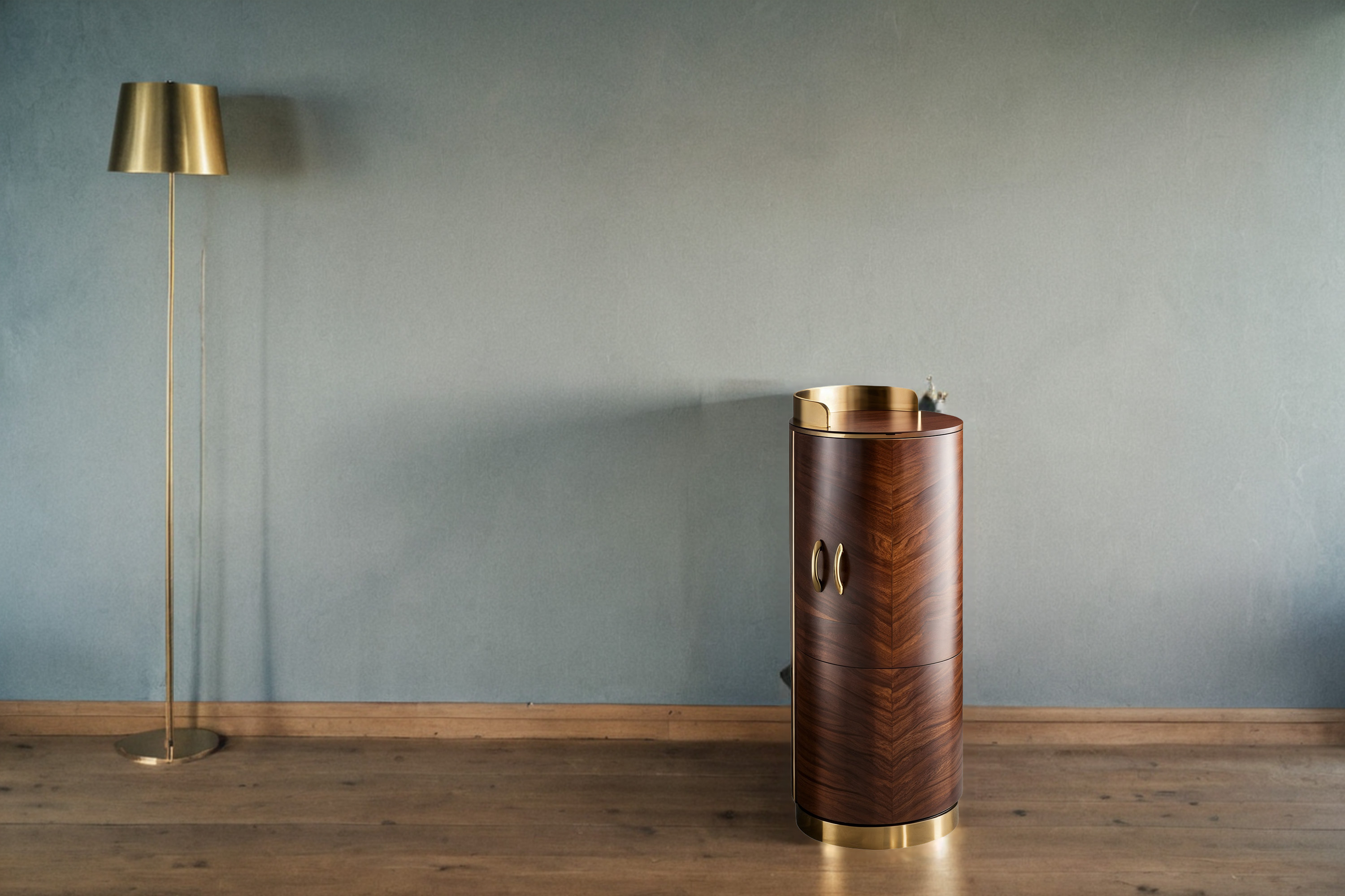 Exquisite Art Deco bar cabinet made of walnut